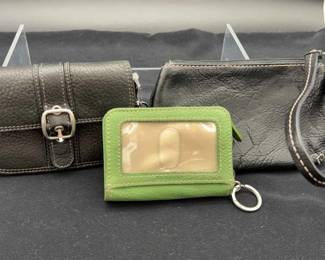 NEW Fossil Black Wallet * Cute Black Zipper Case & Green Fossil Wallet
