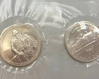 2 Silver U.S George Washington Commemorative Silver Half Dollar Coins *!1732-1982