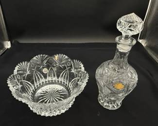 Lead Crystal German Decanter & Cristal D’Arques French Bowl