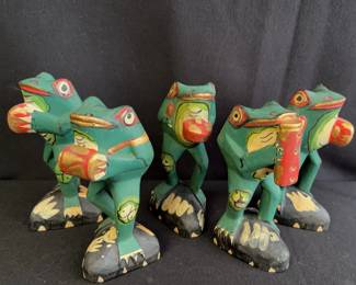Wooden Indonesian Hand Painted Frog Band