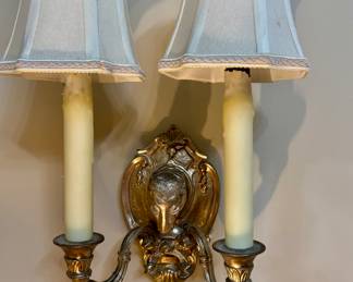 Ram's head and two arm wall sconce - set of 2!