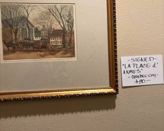Signed "La Place d' Armes" - Quebec City