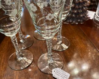 Vintage Libby Crystal Etched Water Glasses - circa 1940