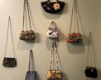 Wall FULL of Mary Frances handbags!