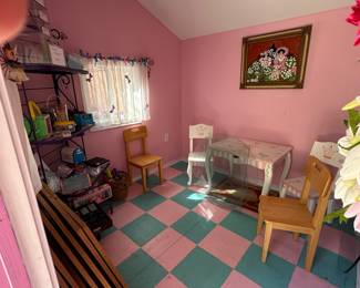Inside the whimsical playhouse