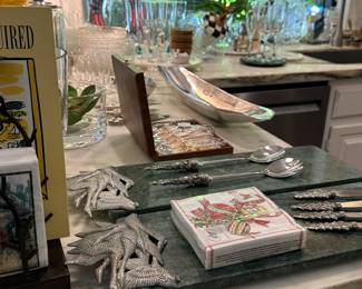 Vintage Arthur Court cheese cutting board green marble - we have 2!