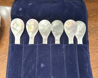 Set of mother of pearl caviar spoons