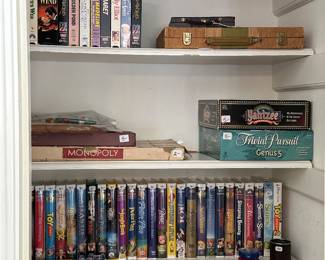 VHS tapes, board games