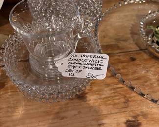 Vintage Imperial Candlewick Clear Crystal Cup and Saucer Set (set of 14)