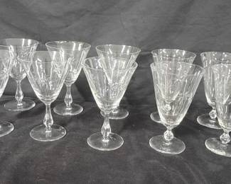 Glasses with Etched Flower Design