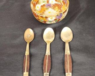 Bowl with Embossed Spoons