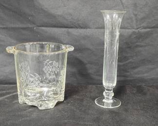 Ice Bucket and Vase with Etched Design