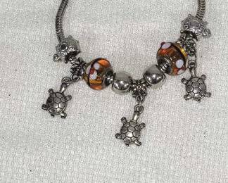 Pandora Style Turtle Charm Bracelet