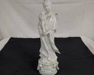 Vintage Geisha with Flower Statue