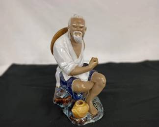 Vintage Chinese Fisherman Statue