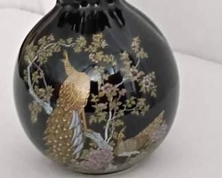 Black Peacock Vase