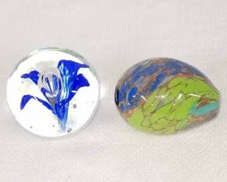 Glass Egg and Paperweight