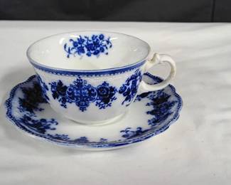 Flow Blue Cup and Saucer