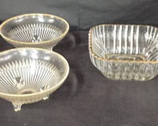Gold Trimmed Glass Dishes	