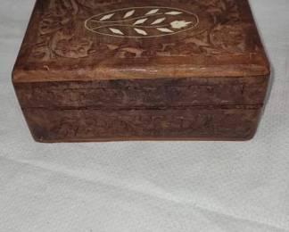 Hand Carved Wooden Box