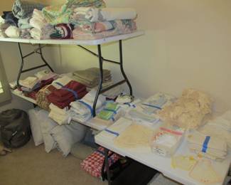 Incredible linens, some are vintage