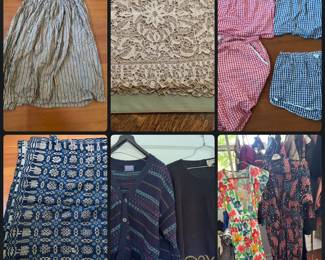 Vintage linens and clothing 