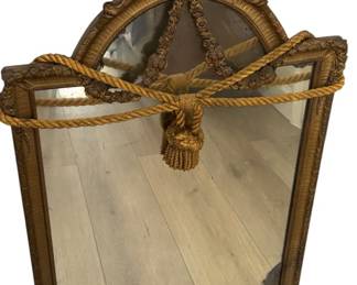 Louis XVI Style Giltwood Mirror wRope