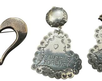 Sterling Silver Earrings Brooch
