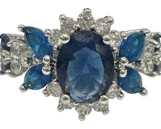 925 Silver Blue Stone Ring