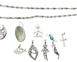 Sterling Silver Pendants Necklace
