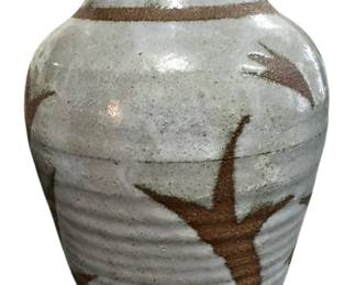 Vintage Clay Glazed Pottery Vase