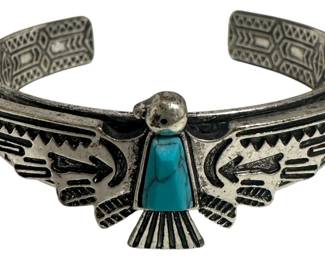 Silver Tone Thunderbird Cuff