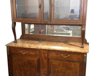Antique Wood Buffet Hutch