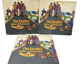 Vintage Beatles Vinyl Albums Three of The Beatles Yellow Submarine