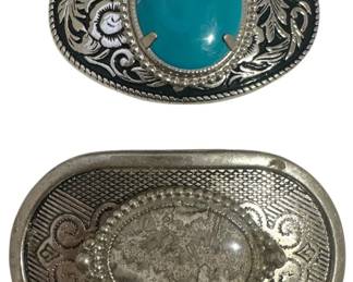 Two Silver Tone Belt Buckles