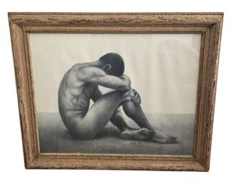 Wood Framed Nude Male Print
