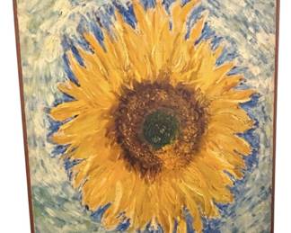 Framed Sunflower Painting