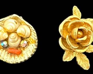 Signed Clip On Earrings