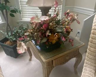 Pennsylvania House Glass Top End Table with Sliding Drawer