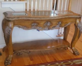 The Paradisio Collection Glass and Iron Top Console Table