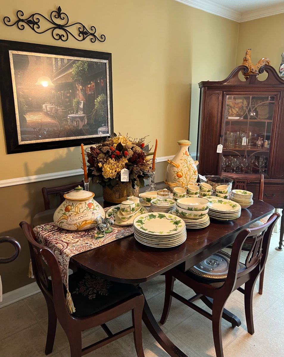 Duncan Phyfe Table, Chairs, China Cabinet