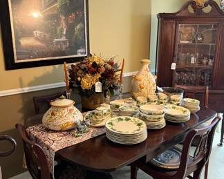 Duncan Phyfe Table, Chairs, China Cabinet