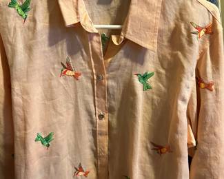 Ladies blouse with hummingbirds