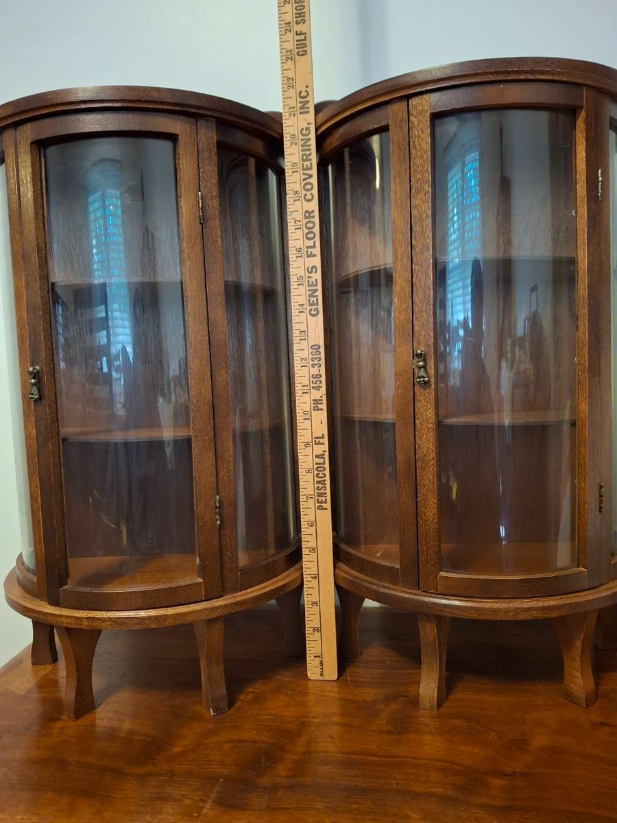 Vintage 23" rounded Curio Cabinets  - $125 each or the pair for $225