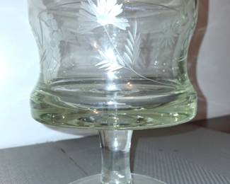 Vintage etched glass covered dish.  $15
