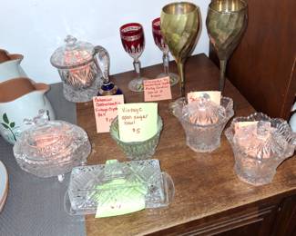 Several crystal pieces from $8 - $400.