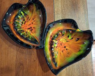 Vintage pair of ceramic ash trays.  Never used for smoking.  Small chip on one.