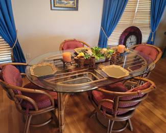 Rattan Dining Table w/ 4 Chairs