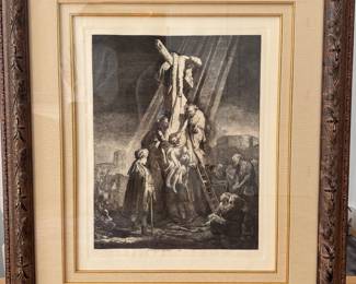 "The Descent From The Cross" A Hand-Pulled Etching by Amand-Durand after Rembrandt. Measures 33" W x 38" H.