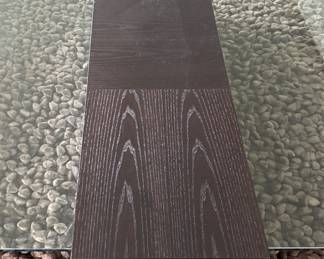 Contemporary Wood & Glass Coffee Table. Measures 48" W x 48" D with 16.5" H. Photo 4 of 4.